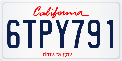 CA license plate 6TPY791