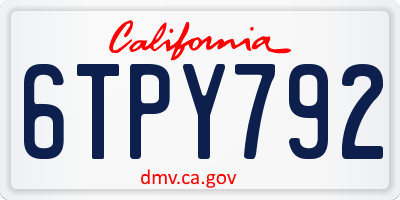 CA license plate 6TPY792