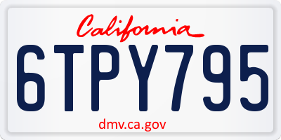 CA license plate 6TPY795