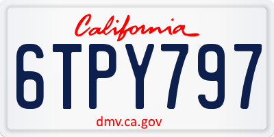 CA license plate 6TPY797