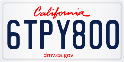CA license plate 6TPY800
