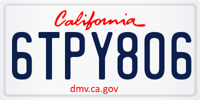 CA license plate 6TPY806