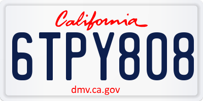 CA license plate 6TPY808