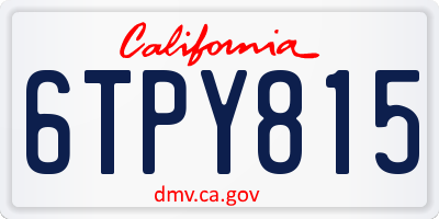 CA license plate 6TPY815