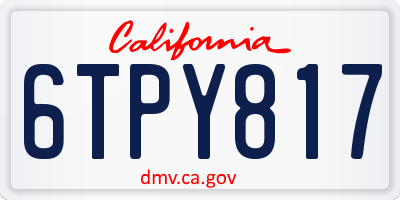 CA license plate 6TPY817