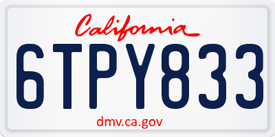CA license plate 6TPY833