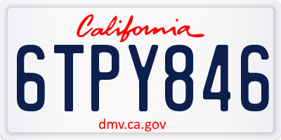 CA license plate 6TPY846