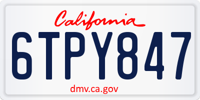CA license plate 6TPY847