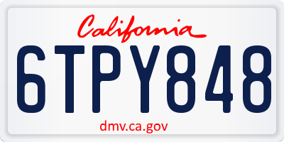 CA license plate 6TPY848