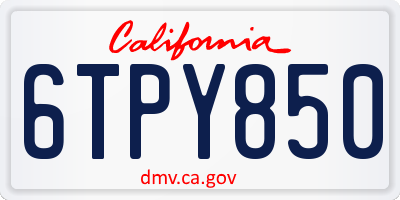 CA license plate 6TPY850
