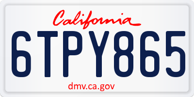CA license plate 6TPY865