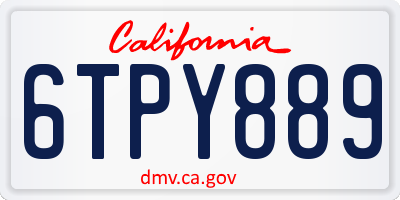 CA license plate 6TPY889