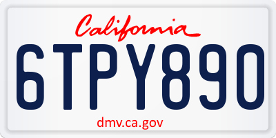 CA license plate 6TPY890
