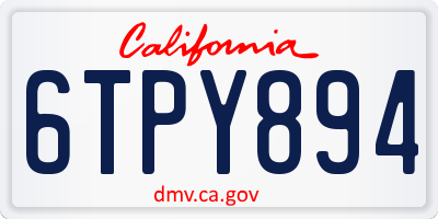 CA license plate 6TPY894