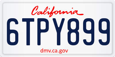 CA license plate 6TPY899