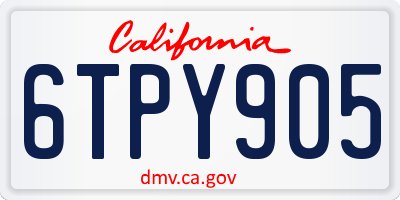 CA license plate 6TPY905