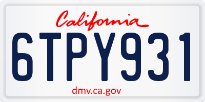 CA license plate 6TPY931