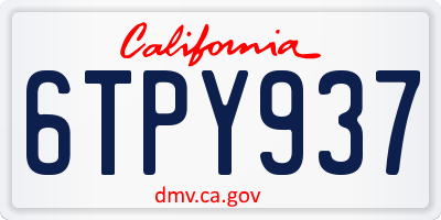 CA license plate 6TPY937