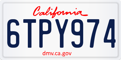 CA license plate 6TPY974
