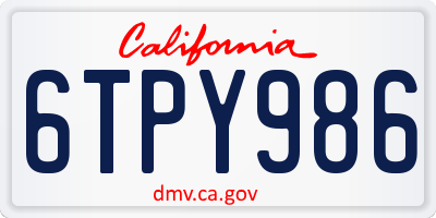 CA license plate 6TPY986