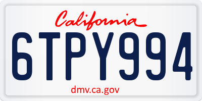 CA license plate 6TPY994