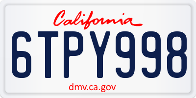 CA license plate 6TPY998
