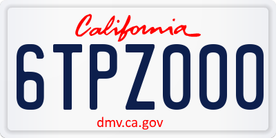 CA license plate 6TPZ000