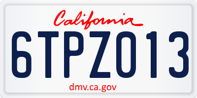 CA license plate 6TPZ013