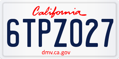 CA license plate 6TPZ027