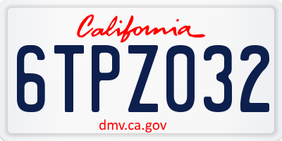 CA license plate 6TPZ032