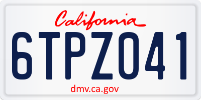 CA license plate 6TPZ041