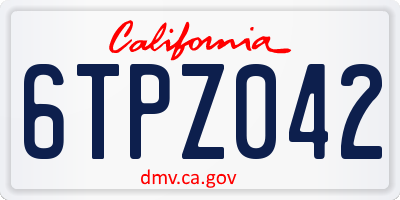 CA license plate 6TPZ042