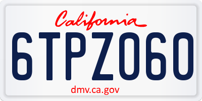 CA license plate 6TPZ060