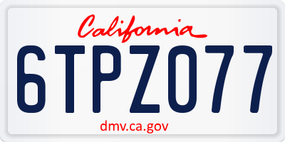 CA license plate 6TPZ077