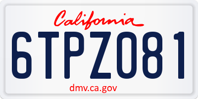 CA license plate 6TPZ081