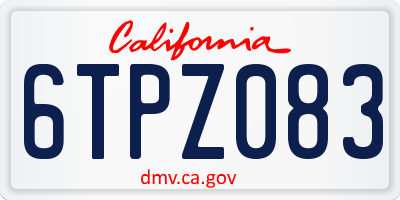 CA license plate 6TPZ083