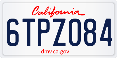CA license plate 6TPZ084
