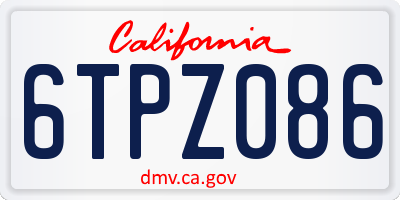 CA license plate 6TPZ086