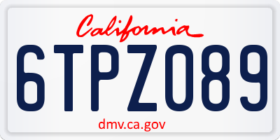 CA license plate 6TPZ089