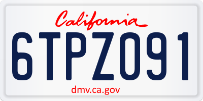 CA license plate 6TPZ091