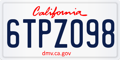 CA license plate 6TPZ098