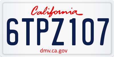 CA license plate 6TPZ107