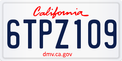 CA license plate 6TPZ109