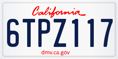 CA license plate 6TPZ117