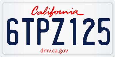 CA license plate 6TPZ125