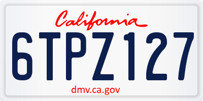 CA license plate 6TPZ127
