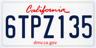 CA license plate 6TPZ135