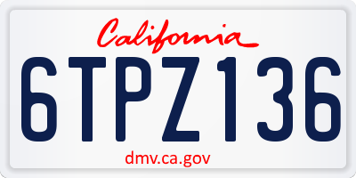 CA license plate 6TPZ136