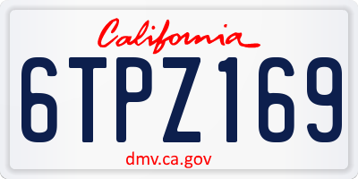CA license plate 6TPZ169