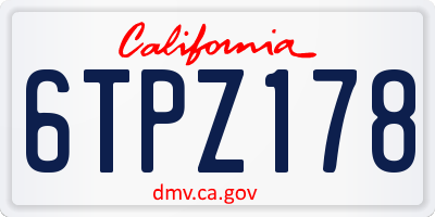 CA license plate 6TPZ178